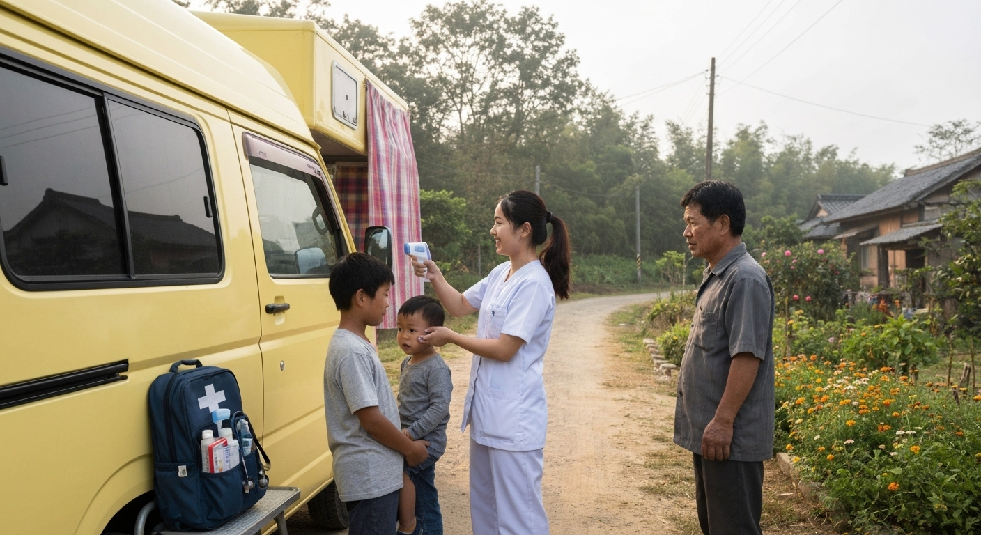 Doctor talking to family
