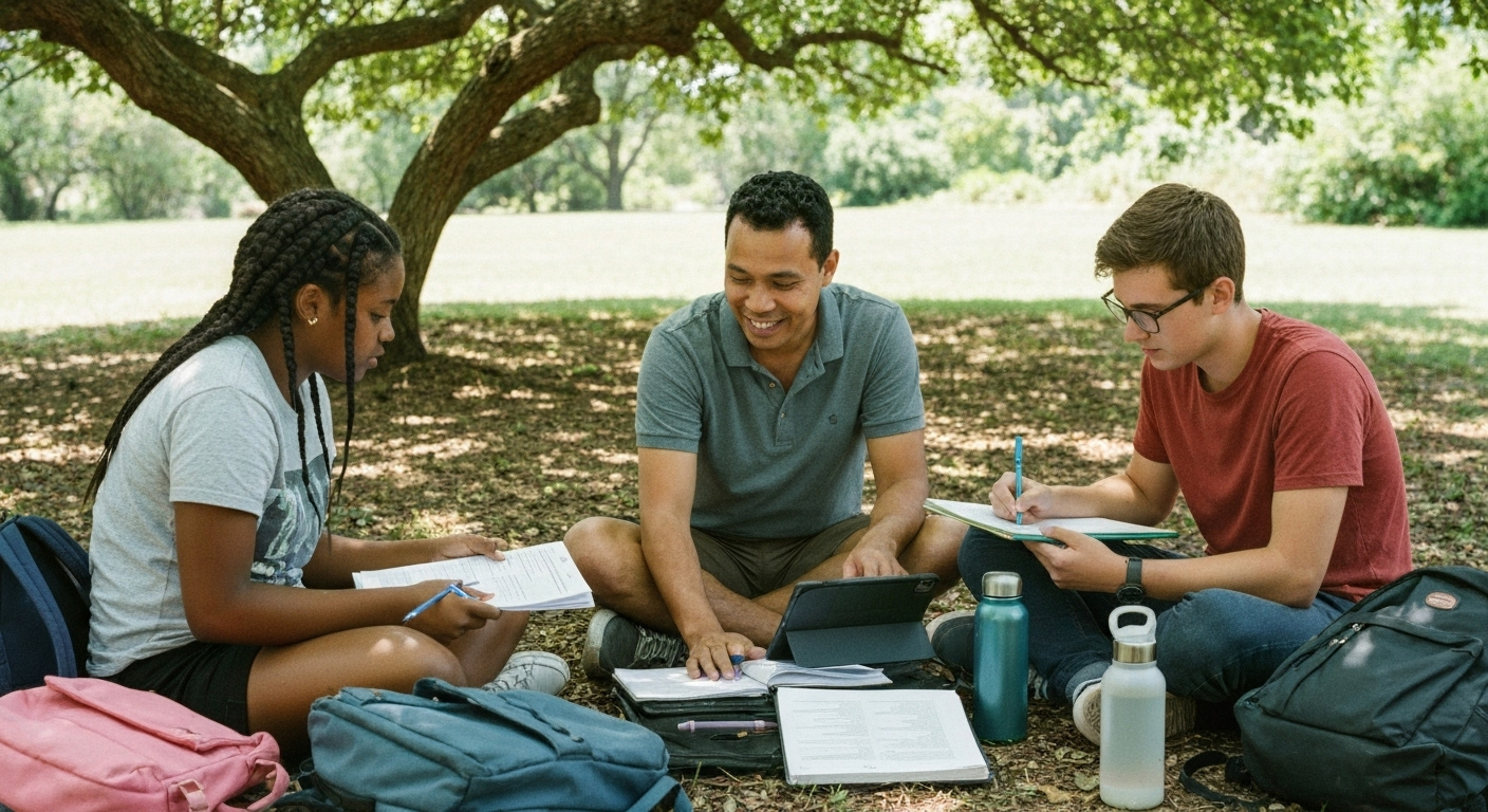 Community learning group smiling